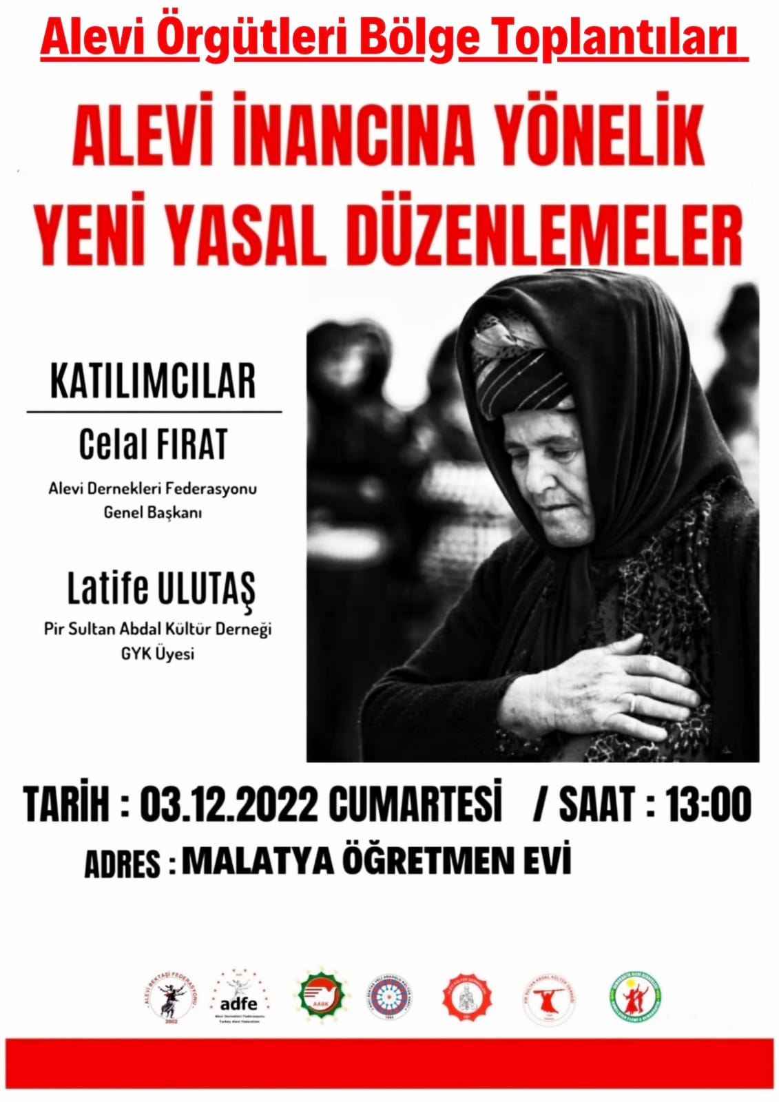 Malatya halkını toplantıya davet eden Latife ulutaş;  EŞİT YURTTAŞLIK HAKKIMIZDAN VAZGEÇMEYECEĞİZ. 