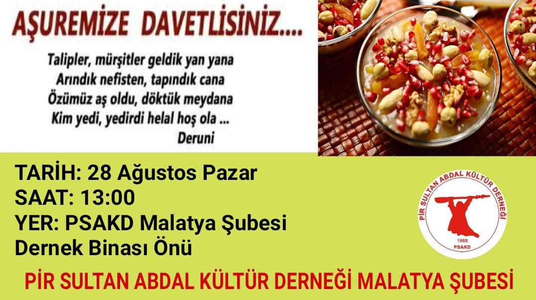 Malatya PSAKD den Aşureye davet