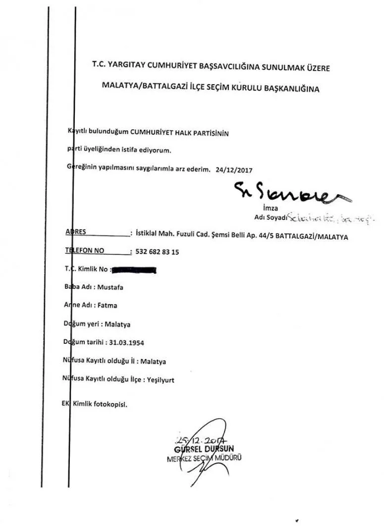  CHP li Sarıoğlu önce başkanlıktan şimdi de üyelikten de istifa etti